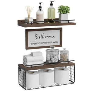 Floating Shelves For Bathroom Wall Decor Sign Bathroom Organizers And Storage Ba - Picture 1 of 6