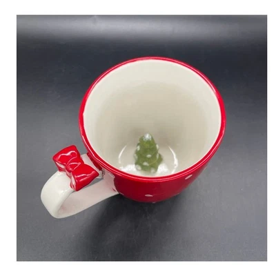 3D глобальный дизайн Кейт Уильямс рождественская кружка с елкой красный и белый горошек - Изображение 1 из 4