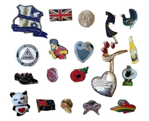Vintage Enamel Pin Badges Job Lot Bundle x 20 Mixed - 4 - Picture 1 of 1