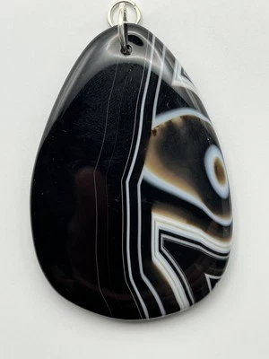 Colgante de ágata con bandas Sardonyx cuentas de pera ¡con AZUL! ¡VER FOTOS! 60 x 41 x 6 mm Foto 1 de 4