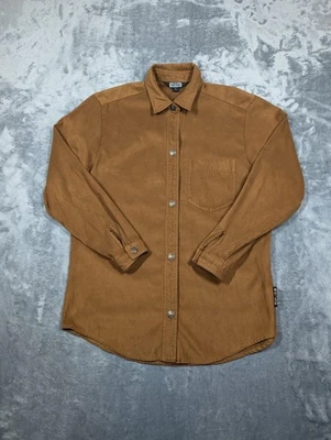 Camisa Sun Ice Para Hombres Grande Marrón Abotonada Manga Larga Gamuza-Como Ropa de Trabajo Informal Foto 1 de 4