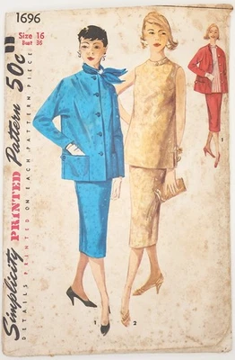 Vintage 1956 Sewing Pattern Simplicity 1696 Misses Maternity Suit Size 16 - Image 1 of 4