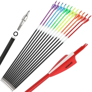 30" Carbon Arrows SP500 3" Rubber Vanes Archery Recurve Bow Compound Bow Hunting - Picture 1 of 18
