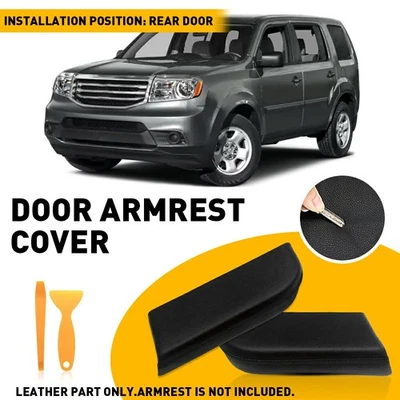 Fit For 2009-2015 Honda Pilot Leather Front Panels Armrest Door Cover 2pcs Black - Image 1 of 4
