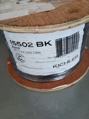 NEW 250 FT 12 AWG 2 CONDUCTOR LANDSCAPE LIGHTING CABLE KICHLER 15502BK FREE SHIP - Image 1 of 4