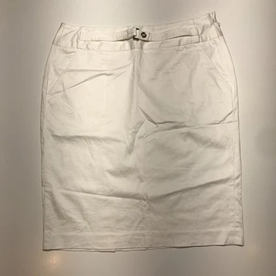 Saia lápis Adrienne Vittadini tamanho 12P fivela pequena cinto bolsos sarja elástica - Imagem 1 de 4