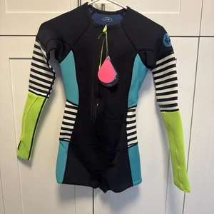 NWT Roxy Surf Wetsuit Shorty With Long Sleeves 3/4 Zip Size 4 Small Womens New - Picture 1 of 7