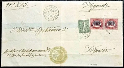 DE LA RUE 🇮🇹 MISTA SERVIZIO SOPR.ATO 2C COPIA - NATALE 1878 ISOLA DELLA SCALA  - Immagine 1 di 4