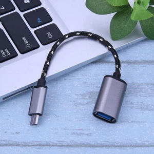 Aluminum Alloy Braided Micro USB Male to USB Female OTG Adapter Cable Cord - Picture 1 of 7