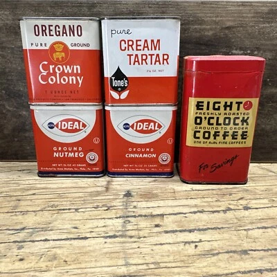 Lot Of 5 Crown Colony,  Ideal,   Tones, 8 O’clock Coffee Spice Tins - Image 1 of 4