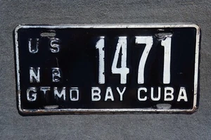 Vintage U.S. FORCES GUANTANAMO BAY License Plate GTMO Navy Base CUBA - Bild 1 von 4