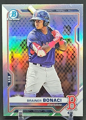 2021 Bowman Draft Chrome Brainer Bonaci Refractor Boston Red Sox Rookie BDC-54 - Image 1 of 2