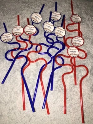 Major League baseball Official krazy straw Party favors, Red, Blue, 10 - Image 1 of 4
