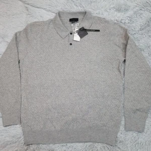 Magaschoni Shirt Mens S Gray Polo Wool Blend Soft Cozy Comfort Preppy Casual New - Picture 1 of 9