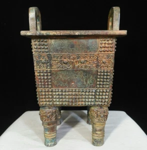 9.4" Old China Bronze Ware Dynasty Dragon Beast Face incense burner Censer - Picture 1 of 9