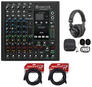 Mackie ONYX8 8-Channel Mixer w/ USB/3-Band EQ+Bluetooth+Headphones+XLR Cables - Picture 1 of 12