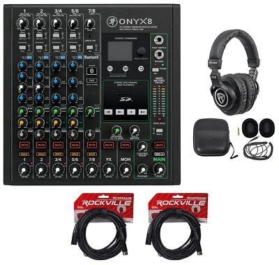 Mackie ONYX8 8-Channel Mixer w/ USB/3-Band EQ+Bluetooth+Headphones+XLR Cables - Image 1 of 4