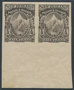 New Zealand 1898 purple-brown Mount Cook Plate PROOF x2 no Wmk MNH - Picture 1 of 2
