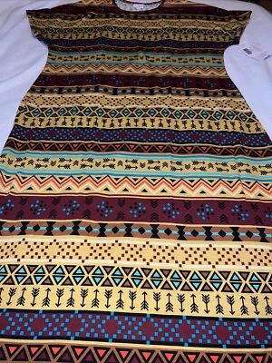 Lularoe Maria Dress Maxi Gold Aztec Stripe Tribal Long 3XL 26/28 3X Southwest ❤️ - Image 1 of 4