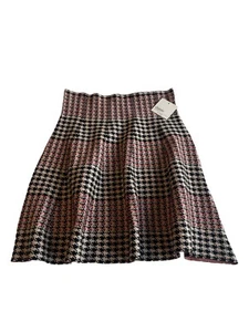 Neu mit Etikett Classic Concepts großer dehnbarer Damenrock A-Linie Houndstooth schwarz rot - Bild 1 von 6