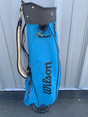 VINTAGE WILSON FEATHERLITE Golf Bag Blue And Black Nylon Sunday Carry Classic - Image 1 of 4