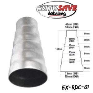 Reductor de tubo de escape de acero E-TECH 48 mm - 75 mm adaptador de 6 pasos sistema de rendimiento - Imagen 1 de 1