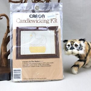 Caron "Chicken in the Basket" Candlewicking Embroidery Kit Vintage 1983
