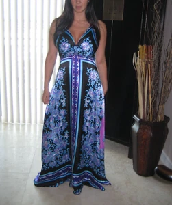 Vintage Rubbery Ducky Productions Paisley Print Scarf Maxi Dress Sz. Medium - Picture 1 of 5