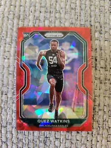 Quez Watkins Rookie Red Cracked Ice Prizm 2020 Prizm RC #344 Eagles - Foto 1 di 2