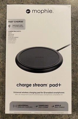 Mophie Charge Stream Pad Plus+10W Wireless Charging Pad for iPhone/Android Black - Image 1 of 3