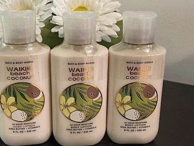 3x New Bath & Body Works Waikiki Beach Coconut Body Lotion Wt Tahitian Monoi Oil - Image 1 of 2