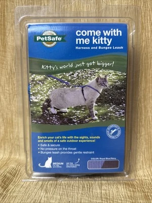 PetSafe Come With Me Kitty Cat Harness & Bungee Leash, SZ Medium Royal Blue - Image 1 of 3