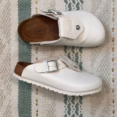 Birkenstock Birki's White Leather Clogs 37 - Image 1 of 4