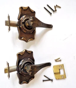 2 Vintage Amerock Carriage House Lever Door Knob Parts Antique Gold - Picture 1 of 8