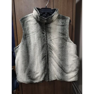 KC Collections Reversible Vest Faux Fur Puffer Sleeveless Vest Jacket 2X Womens - Image 1 of 4