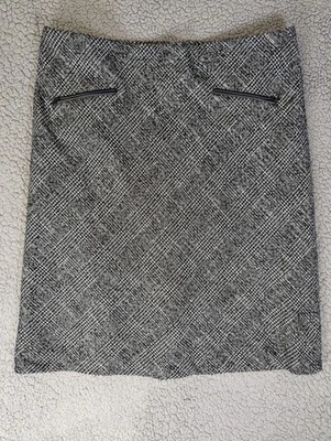 Falda Talbots Tweed Imitación Cuero Borde Bolsillos Forrada Negro Blanco Talla 16 Academia Foto 1 de 4