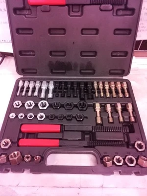 USED Thread Repair Chaser Thread Restorer UNC UNF Metric File Tap Die Kit 49PC - Image 1 of 4