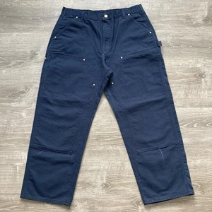 Vintage Carhartt B01 NVY Doppelknie Arbeitshose Herren 38 x 30 marineblau gebraucht, in einwandfreiem Zustand - Bild 1 von 11