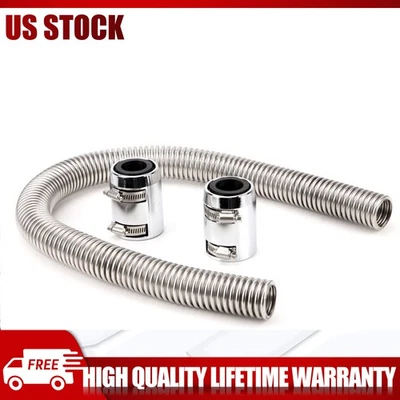 Kit universal de manguera de agua refrigerante flexible para radiador de acero inoxidable de 36"" con 4 tapas Foto 1 de 4