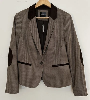 The Limited Blazer Womens Brown Houndstooth Y2K Old Money Preppy Academia Large - Image 1 of 4