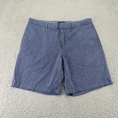 Шорты мужские Banana Republic 33 синие Aiden Club клетчатые опрятные китайские плоские спереди - Изображение 1 из 4