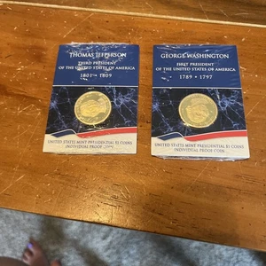 U.S. Mint $1 Coins Thomas Jefferson And George Washington Uncirculated - Picture 1 of 2