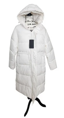 FABLETICS Essential Long Puffer Jacket Coat Size XL  Bone MSRP $180 New - Image 1 of 4