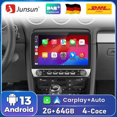 2G+64G DAB+ SWC Android 13 Carplay Autoradio Für Audi A4 S4 RS4 00-2009 GPS Navi - Bild 1 von 4