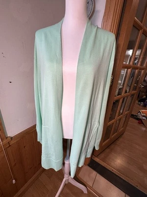Land’s End Size 2X Pastel Mint Green Women’s Open Front Cardigan Pockets - Image 1 of 3