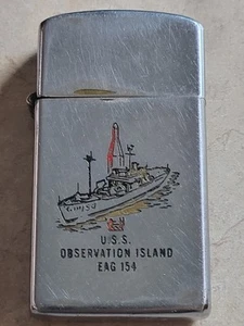 Vtg 60s Observation Island Zippo Slim Lighter Missile Launch Test Ship EAG 154 - Picture 1 of 5