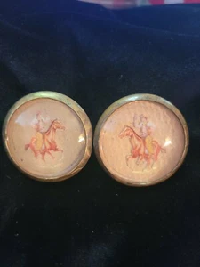 Bridle Rosette's Mounted Shooting Cowboy 2 in brass and glass - Picture 1 of 4