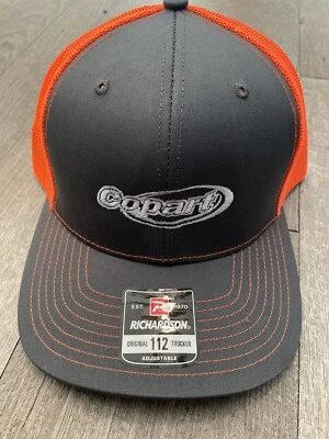 Оригинальная регулируемая неоновая оранжевая шляпа дальнобойщика 112 с логотипом Copart (логотип акулы на спине) - Изображение 1 из 4