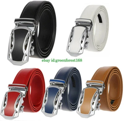 GREENFOREST168 Echt Automatik gürtel ohne Löcher Herren Klemm Schnalle Leder Jeans 3,5 Breit