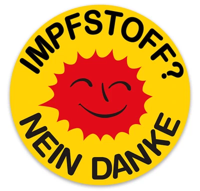 MARKENLOS Impfstoff? Nein Danke Aufkleber Impfen Nein 10cm Durchmesser ! 2St rund